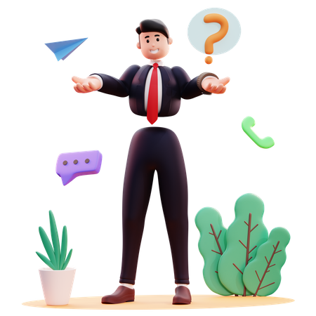 Businessman asking question 3D Illustration