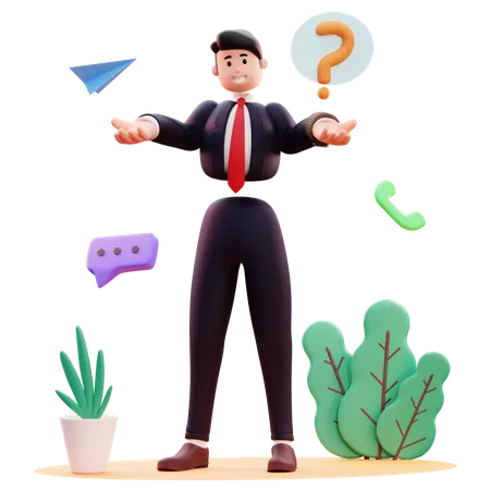 Businessman asking question 3D Illustration