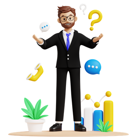 Businessman Asking Questions  3D Illustration