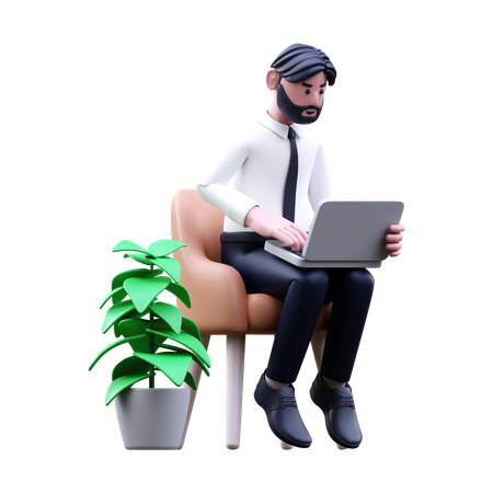 Businessman Attending Online Meeting  3D Illustration