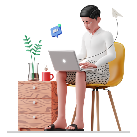 Businessman attending online meeting  3D Icon