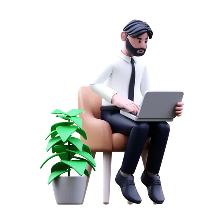 Businessman Attending Online Meeting  3D Illustration