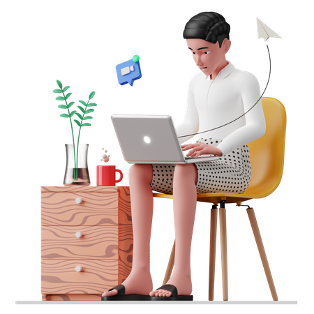 Businessman attending online meeting  3D Illustration