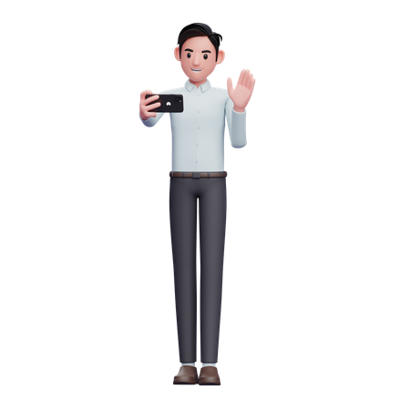 Businessman attending video call  3D Icon