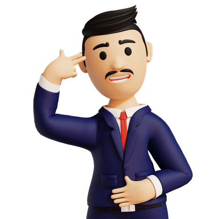 Businessman Bang Head  3D Illustration