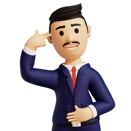 Businessman Bang Head  3D Illustration