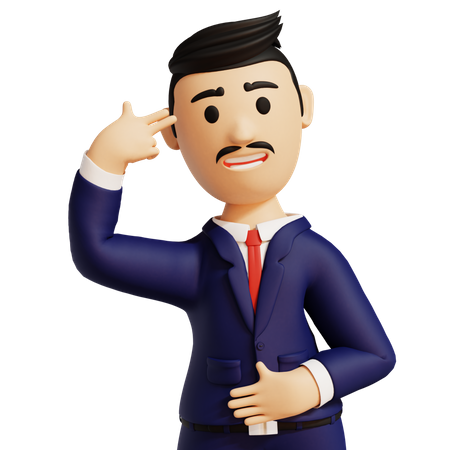 Businessman Bang Head 3D Illustration
