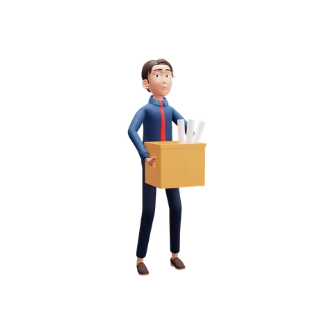 Businessman Bring Document  3D Illustration