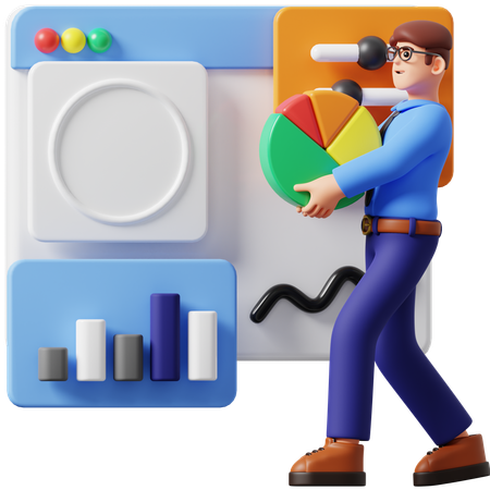 Businessman Building Data Analytics  3D Illustration