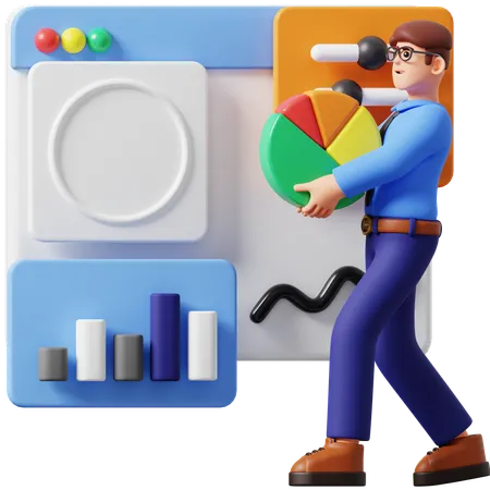 Businessman Building Data Analytics  3D Illustration