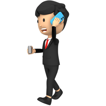 Businessman Calling employees for data discussion  3D Illustration