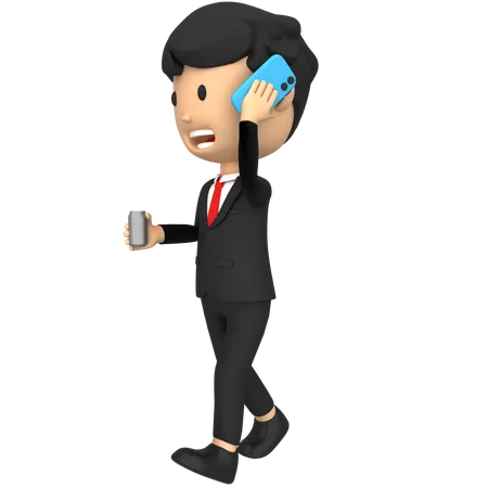 Businessman Calling employees for data discussion  3D Illustration