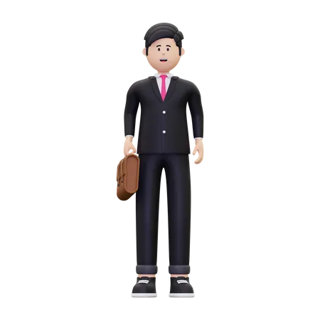 3 D Businessman Carrying A Briefcase Illustration 3D Illustration