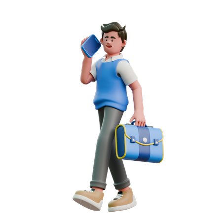 Businessman Carrying Briefcase  3D Icon