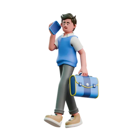 Businessman Carrying Briefcase  3D Icon