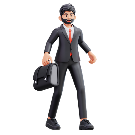 Businessman Carrying Briefcase  3D Illustration