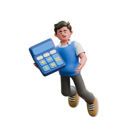Businessman Carrying Calculator  3D Icon