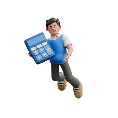 Businessman Carrying Calculator  3D Icon