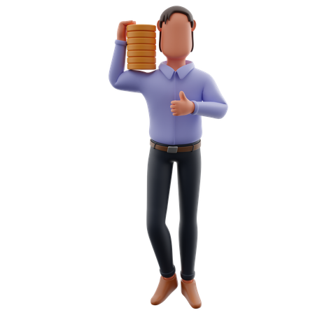 Businessman Carrying Coins  3D Illustration
