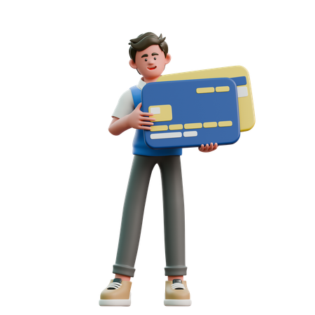 Businessman Carrying Credit Card  3D Icon