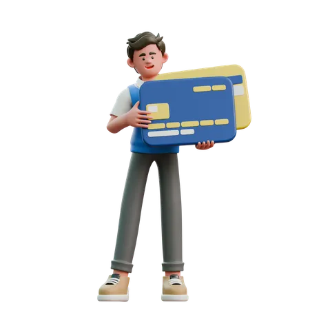 Businessman Carrying Credit Card  3D Icon