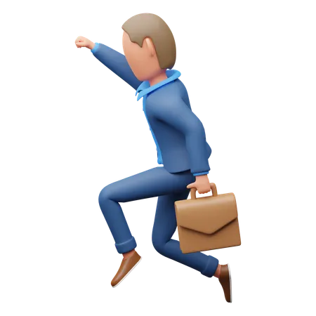 Businessman Carrying Luggage  3D Illustration