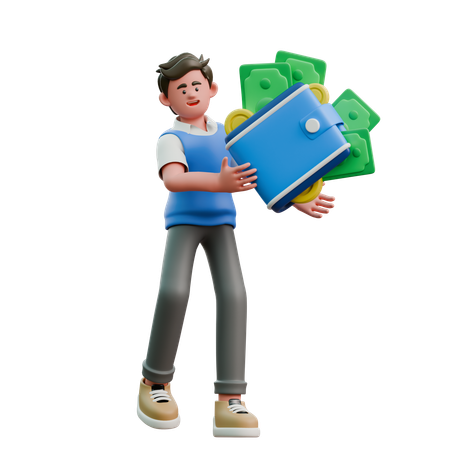 Businessman Carrying Money Wallet  3D Icon