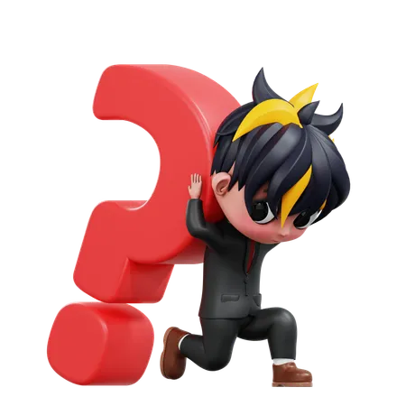 Businessman Carrying Question Mark  3D Illustration