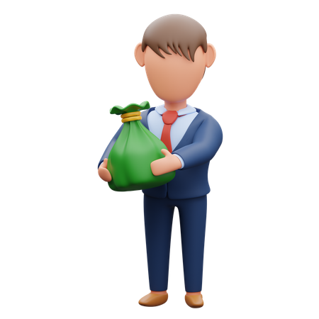 Businessman Carrying Sack  3D Illustration