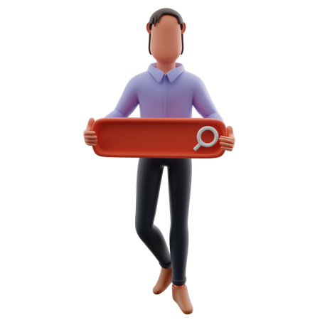 検索バーを持ったビジネスマン  3D Icon