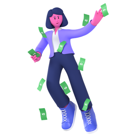 Businessman Catch Money  3D Illustration