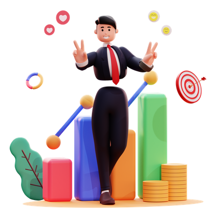 Businessman celebrate investment growth  3D Illustration