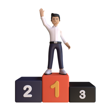 Businessman Celebrate Success  3D Icon