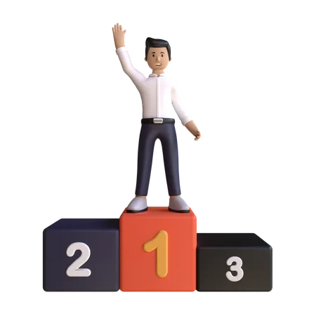 Businessman Celebrate Success  3D Illustration