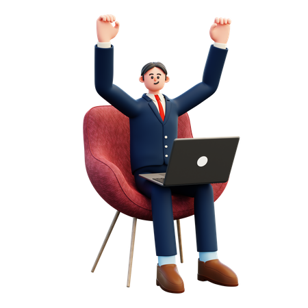 Businessman celebrate task completion  3D Illustration