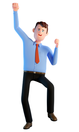 Businessman celebrating a victory  3D Illustration