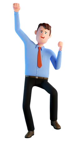 Businessman celebrating a victory  3D Illustration