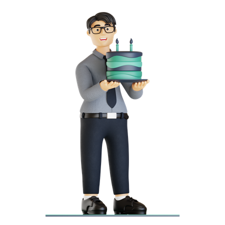 Businessman celebrating birthday  3D Illustration