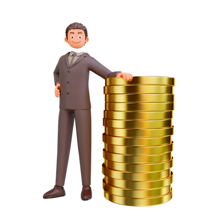 Businessman celebrating business profit  3D Illustration