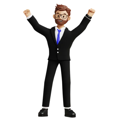 Businessman Celebrating Pose  3D Illustration