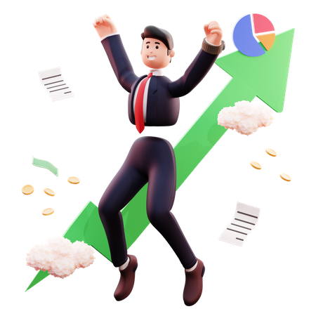 Businessman celebrating success  3D Illustration