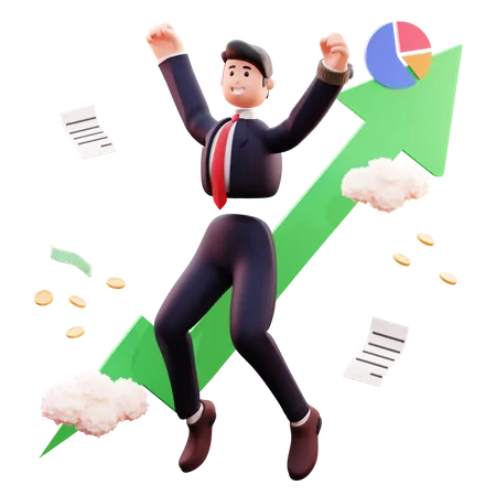 Businessman celebrating success  3D Illustration