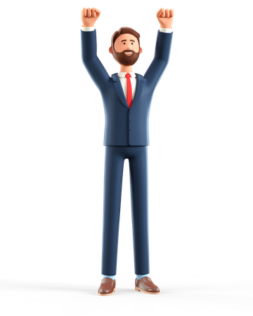 Businessman celebrating success  3D Illustration