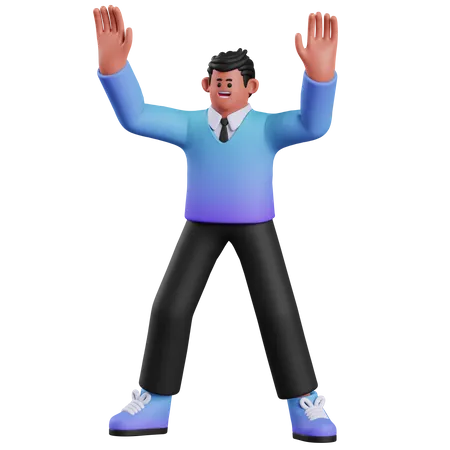 Businessman Celebrating Success  3D Illustration