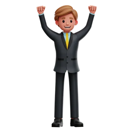 Businessman Celebrating Success  3D Illustration