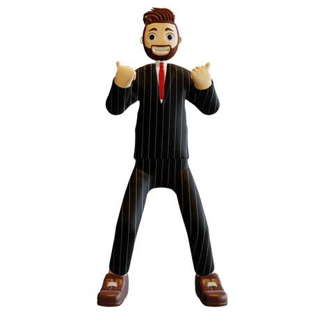 Businessman celebrating success  3D Illustration