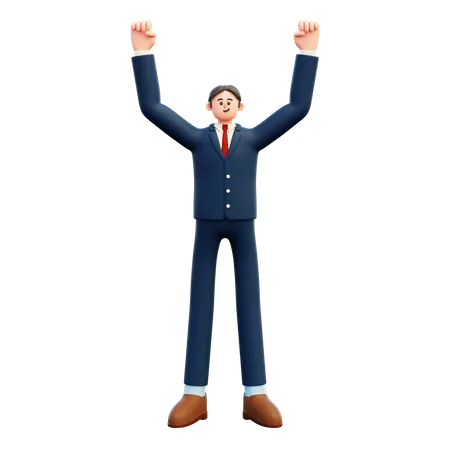 Businessman Celebrating Success  3D Illustration