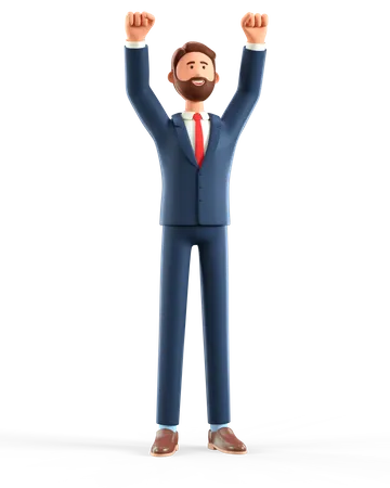 Businessman celebrating success  3D Illustration