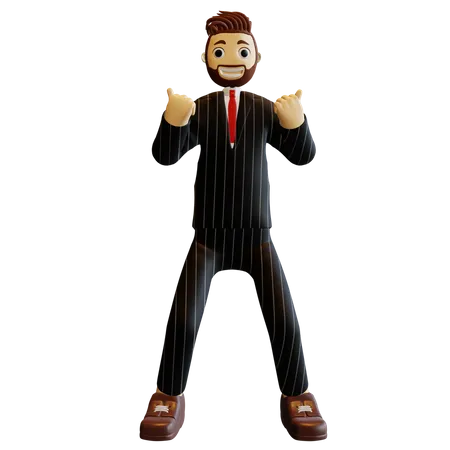 Businessman celebrating success 3D Illustration
