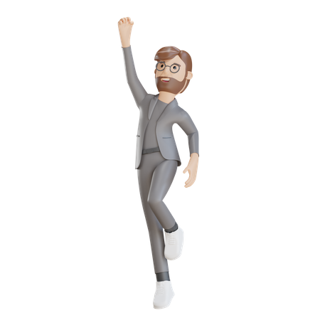 Businessman celebrating success 3D Illustration